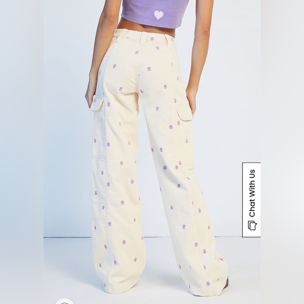 Pacsun Embroidered Corduroy Low Rise Puddle PantsWIDE LEG BAGGY XS - Picture 3 of 13